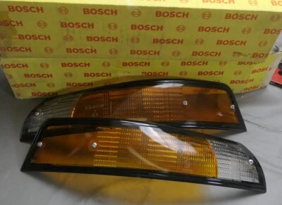 Set of NOS 1973 Porsche 911 Bosch Euro Turn Signal Lenses w/ Black Trim - Image 1 of 4