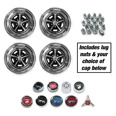 MAGNUM 500 WHEEL KIT - INCLUDES WHEELS, CAPS, LUGS - CHOICE OF SIZE & CAPS - Image 1 of 4