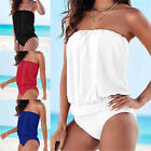 Women Swimwear One Piece Bikini Beach Strapless Bandage Swimsuit Set Plus Size