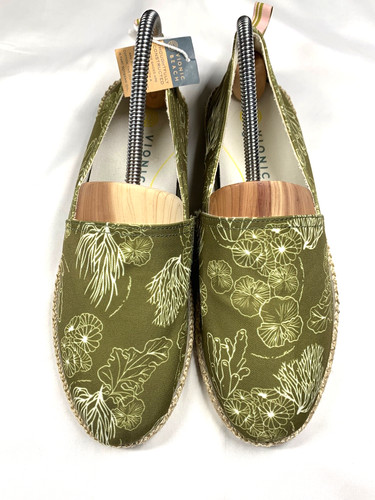 Vionic Beach espadrillas taglia 9 5 verde laguna alghe marine vita marina scarpe tela NUOVE
