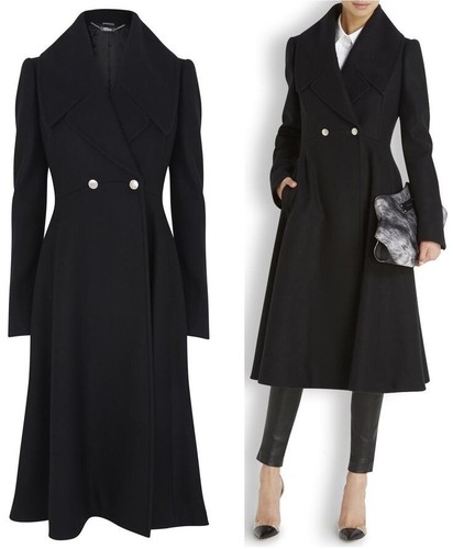 ALEXANDER MCQUEEN OFFERTA!! COSA INDOSSAVA PRINCESS KATE MCQUEEN 100% LANA BLU SVASATO CAPPOTTO IT42