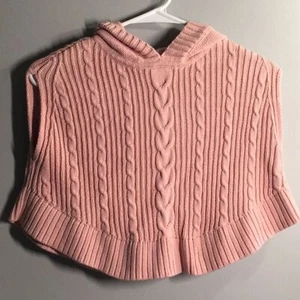 baby Gap girls size 4 years toddler pink sweater cable poncho hooded sleeveless - Picture 1 of 3