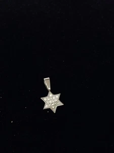 Small Stainless Steel Silver Star of David Pendant with Clear Crystals - Picture 1 of 1