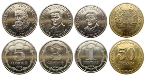 TAJIKISTAN SET OF 4 COINS 50 DIRAM - 1, 3, 5 SOMONI 2022 UNC - Picture 1 of 1