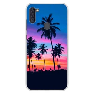 Coque en silicone imprimée compatible Samsung Galaxy A11 Palmiers colorés - Photo 1 sur 6