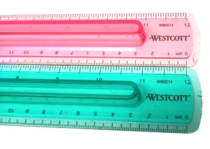Flexi 12" Ruler It's Academic / 2 Westcott Raised Finger Grip / Sandridge Clear - Picture 1 of 10
