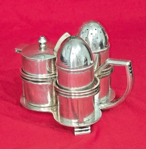 Cruet Set Sal Pimienta Mostaza con Forro, Cuchara - Juego de Condimentos Elkington - Imagen 1 de 22