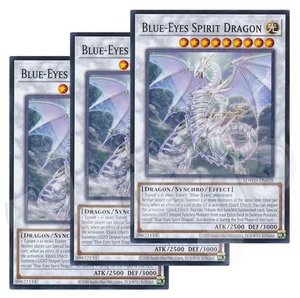Yugioh - Blue-Eyes Spirit Dragon x 3 - Unlimited Misprint NM - Plus Free Holo - Picture 1 of 1