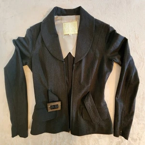 Chaqueta Blazer Charles Chang Lima Lana Talla S Carbón Con Hebilla de Cinturón Mujer EE. UU. - Imagen 1 de 21