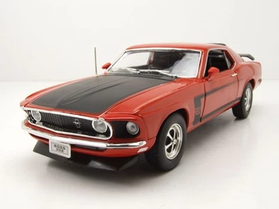 Ford MUSTANG Boss 302 1969 Rosso Modellino Auto 1:18 Welly - Immagine 1 di 4
