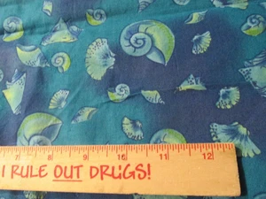 1 Yard x 44" Quilt Fabric Key West Fabri-Quilt Blue Ocean With Shells - Picture 1 of 5