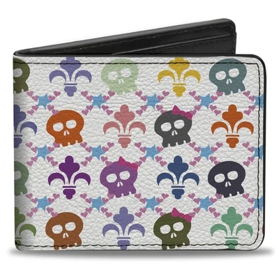 Bi-Fold Wallet Skull & Fleur-de-Lis White/Multi Color - Image 1 of 4