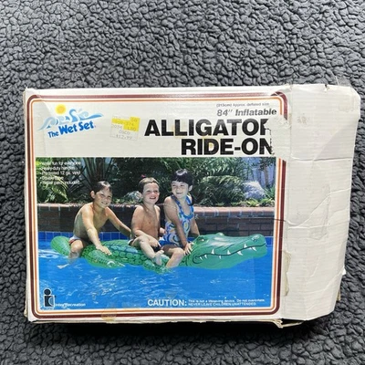 Vintage 1985 Intex The Wet Set 84" Alligator Ride-On Inflatable Torn Box NEW - Image 1 of 4