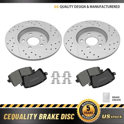 Rear Disc Drilled Rotors + Ceramic Brake Pads for Audi Q5 A4 A5 Quattro Allroad - Image 1 of 4