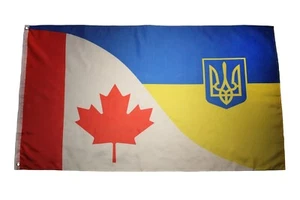 CANADA & UKRAINE With TRIDENT Combo Country Large 3' X 5' Feet FLAG BANNER - Picture 1 of 2