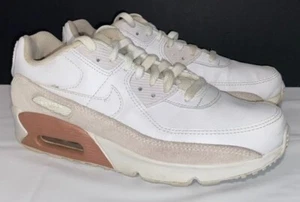 Nike Air Max 90 Basketball Shoes Size 6.5 Youth Sneakers  White Brown Preowned - Picture 1 of 8