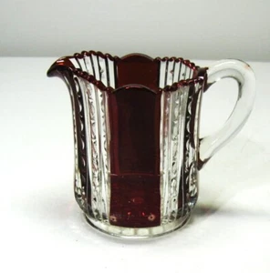 EAPG ** RUBY STAINED = UNION/SERRATED RIBS = CREAM PITCHER = 1890'S - Picture 1 of 5