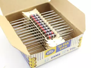 Qty 50 IRC 27 OHMS 10% 2 Watt Carbon Molded Wirewound Resistors Vintage 1953 USA - Picture 1 of 7