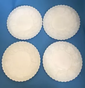 Vetro imperiale vintage vetro latte modello 3D uva vite 4 piatti insalata - Foto 1 di 4