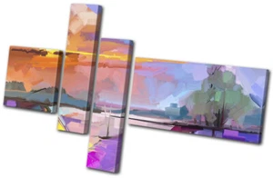 Ölgemälde Baum Abstrakt Landschaften MULTI LEINWAND WANDBILD Bild Druck - Bild 1 von 1