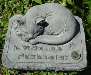 Cat Pet Memorial Stone Garden Ornament Hand Cast 20 x 18 x 8 cms  2.4 Kg - Picture 1 of 11