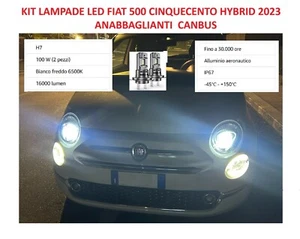 LAMPADE LED FIAT 500 HYBRID 2023 CINQUECENTO ANABBAGLIANTI CANBUS 100W - Foto 1 di 4