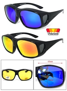 Large Fit Over Most Rx Glasses Sunglasses Polarized Lens Cover Wrap Around 65mm - Picture 1 of 19