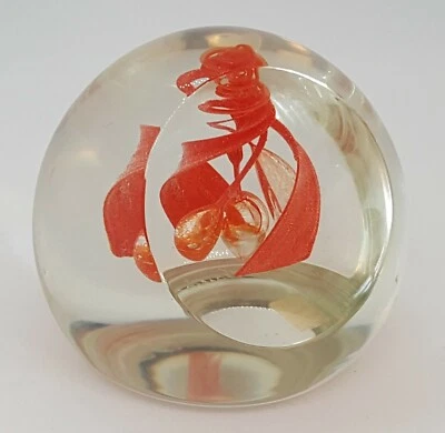 Caithness Tailspin - Red glass Scottish paperweight - Image 1 of 4