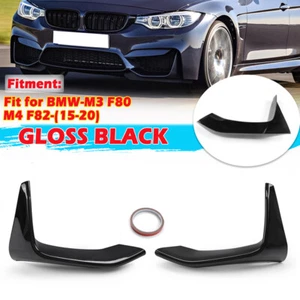 Par de divisores de labios delanteros negros brillantes para BMW F80 M3 F82 F83 M4 2015-2019 - Imagen 1 de 9
