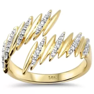 .19ct G SI 14K Yellow Gold Diamond Open Wrap Around Ring Size 6.5 - Picture 1 of 1