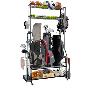 Golf Bag Storage Garage Organizer 3 Golf Bag Stand Sports Equipment Storage Rack - Picture 1 of 7
