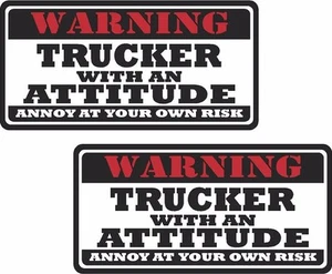 2 - 3"x1.5" Trucker Warning Attitude Decal SET Tools Motorcycle Sticker WS1 - Bild 1 von 1