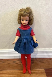 Tammy Doll Vintage Ideal in Blue Dress Red Leggings One Red Shoe Dirty Arms - Picture 1 of 13