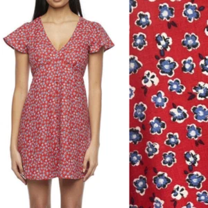 My Michelle NEW Red White Blue Floral Button-Front Dress Women's Medium - Picture 1 of 11