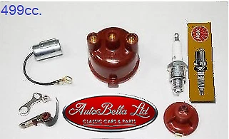 CLASSIC FIAT 500 IGNITION KIT SET CONDENSER POINTS ROTOR DISTRIBUTOR CAP SPARK - Image 1 of 2