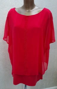 Wallis Pink Layer Size Blouse Size L UK 16 18 Sequin Chiffon Top Smock Kimono - Picture 1 of 4