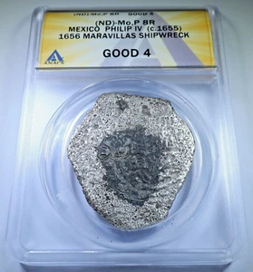 1656 Maravillas Shipwreck Spanish Mexico 8 Reales Silver Pirate Treasure 8R Coin - Picture 1 of 2