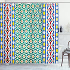 Moroccan Mosaic Decor and Pattern Folk Art Stencil Bohemian Shower Curtain Set