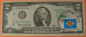 1976 Stamped $2.00 DELAWARE STAMP - post marked april 13, 1976 Chattanooga, Tn - Picture 1 of 1