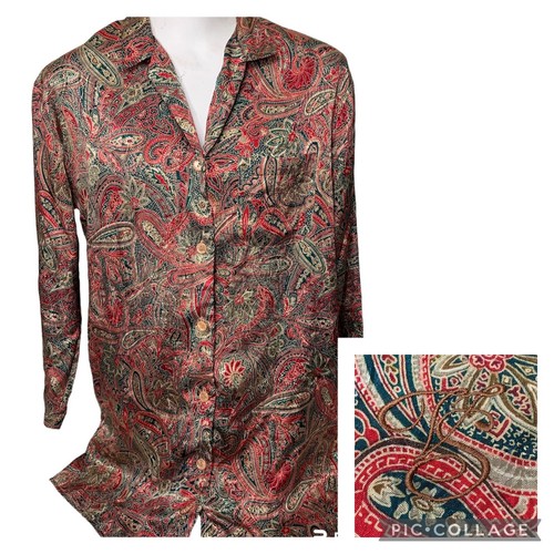 UNDERCOVER Camicia da notte Victorias Secret in raso abito camicia da notte taglia small logo paisley