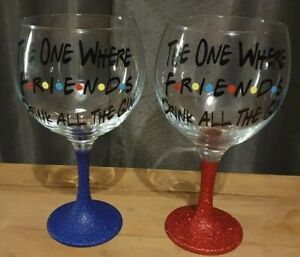 Friends inspired x2 The One Where Drink Personalised Gin Glass Vinyl Decal