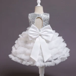 Toddler Baby Girls Sequins Tutu Dress Backless Princess Layered Tulle Dress Cute - Picture 1 of 23