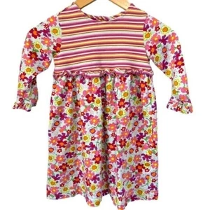 Vestido Hanna Andersson a Rayas y Floral Manga Larga Niñas Talla 4 - Imagen 1 de 6