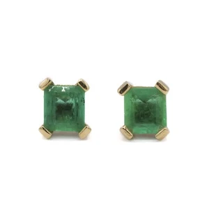 1 Paar Ohrringe Ohrstecker mit Smaragden in 18 Kt. 750 Gelbgold - Bild 1 von 8