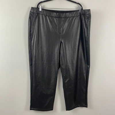 Pantalones al tobillo Jill negros de imitación de cuero talla 3X pierna recta Foto 1 de 4