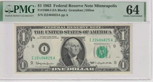 Fr 1900-I (IA) 1963 $1 FRN I22404825A bp476 PMG 64 CU MINNEAPOLIS NON MULE - Picture 1 of 2