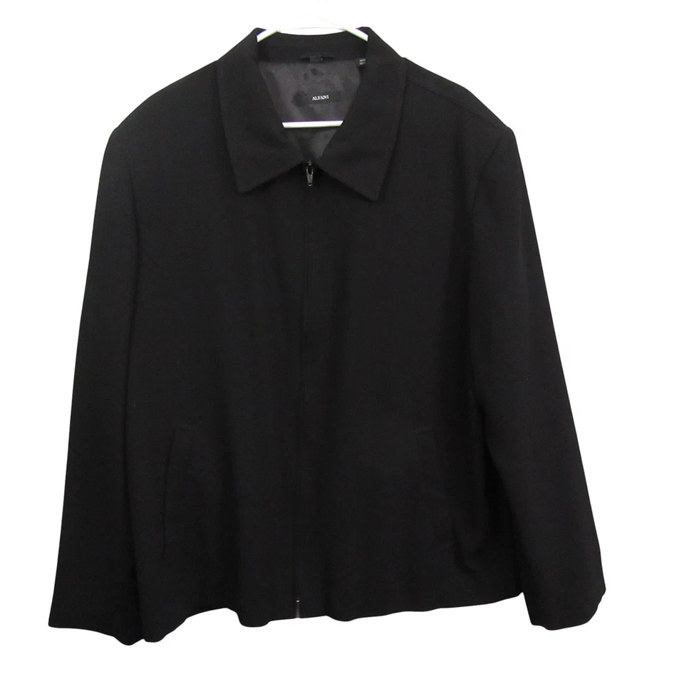 Alfani 男式全拉链夹克 XL 纯黑色 100% 聚酯纤维 工作商务 — 第 1/4 张图片