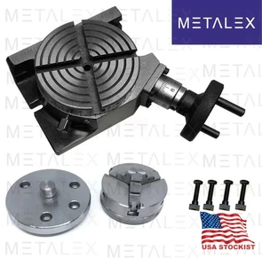 HV4" Rotary Table With 65mm 4 Jaw Self Centering Chuck Lathe Back plate Tee Nut - Picture 1 of 13