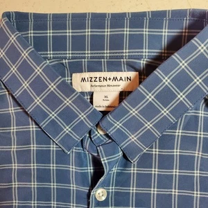 Mizzen Main Shirt Men XL Trim Performance Stretch Plaid Button Short - Picture 1 of 5