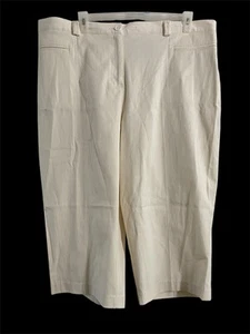 Womens Plus Size 22W White Stag Woman Stretch Capris Yellow Gray White Stripe - Picture 1 of 1